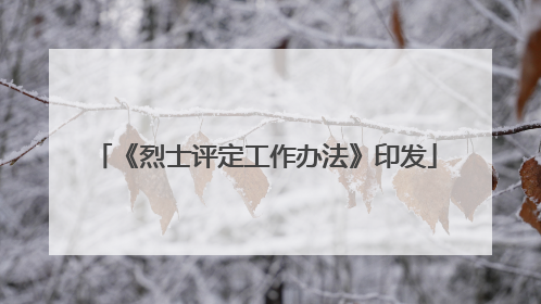 《烈士评定工作办法》印发