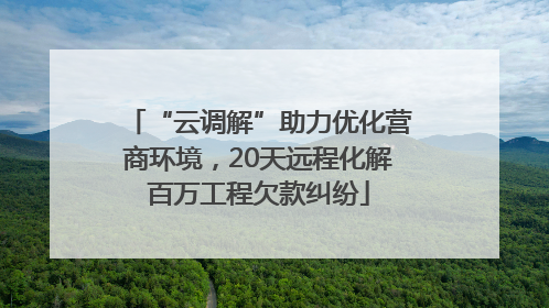 “云调解”助力优化营商环境，20天远程化解百万工程欠款纠纷