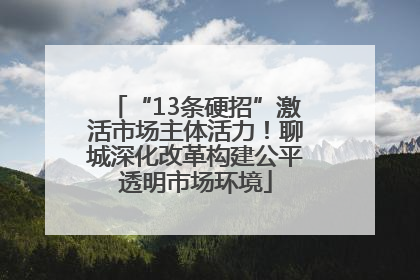 “13条硬招”激活市场主体活力！聊城深化改革构建公平透明市场环境