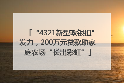 “4321新型政银担”发力，200万元贷款助家庭农场“长出彩虹”