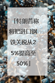 特朗普称将把进口钢铁关税从25%提高至50%