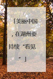 美丽中国，在湖州要持续“看见”