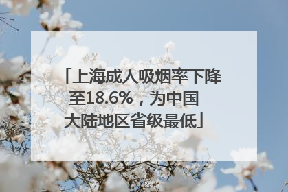上海成人吸烟率下降至18.6%，为中国大陆地区省级最低