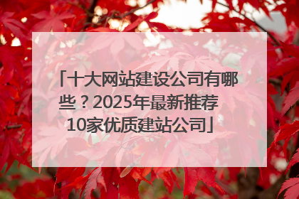 十大网站建设公司有哪些？2025年最新推荐10家优质建站公司