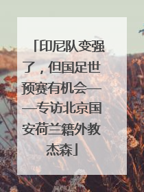 印尼队变强了，但国足世预赛有机会——专访北京国安荷兰籍外教杰森