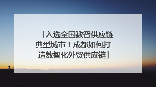 入选全国数智供应链典型城市！成都如何打造数智化外贸供应链