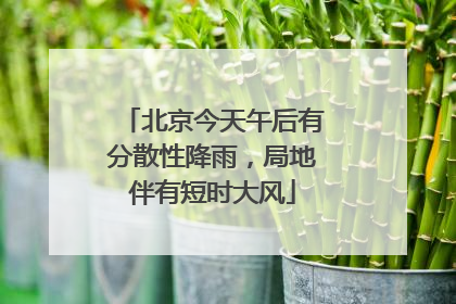 北京今天午后有分散性降雨，局地伴有短时大风