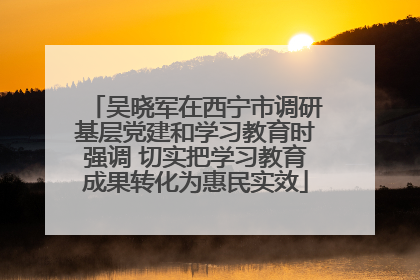 吴晓军在西宁市调研基层党建和学习教育时强调 切实把学习教育成果转化为惠民实效