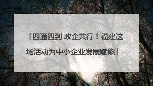 四通四到 政企共行！福建这场活动为中小企业发展赋能