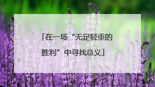 在一场“无足轻重的胜利”中寻找意义