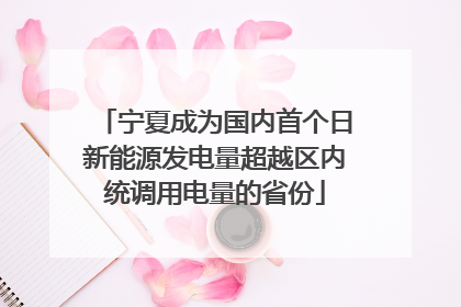 宁夏成为国内首个日新能源发电量超越区内统调用电量的省份