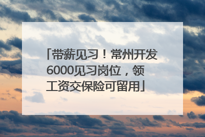 带薪见习！常州开发6000见习岗位，领工资交保险可留用