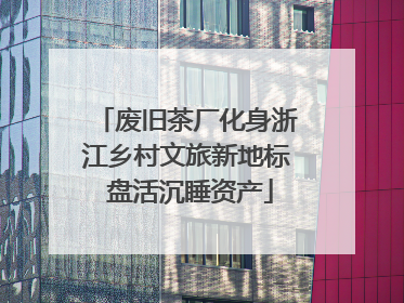废旧茶厂化身浙江乡村文旅新地标 盘活沉睡资产