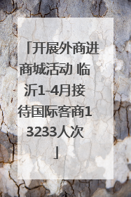 开展外商进商城活动 临沂1-4月接待国际客商13233人次