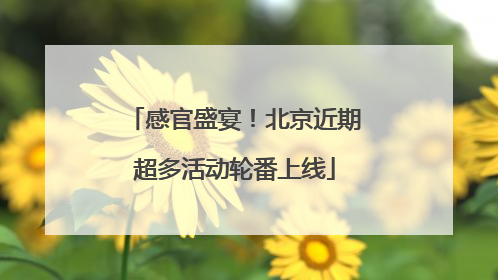 感官盛宴！北京近期超多活动轮番上线