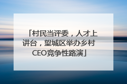 村民当评委，人才上讲台，望城区举办乡村CEO竞争性路演