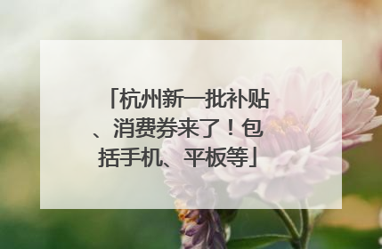 杭州新一批补贴、消费券来了！包括手机、平板等
