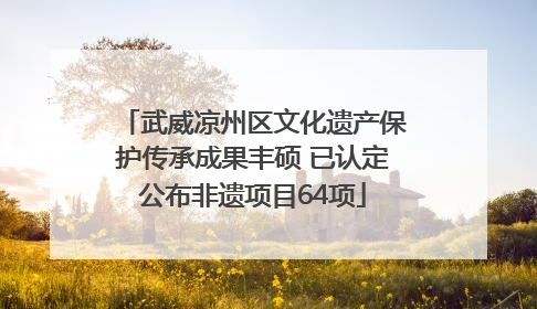 武威凉州区文化遗产保护传承成果丰硕 已认定公布非遗项目64项