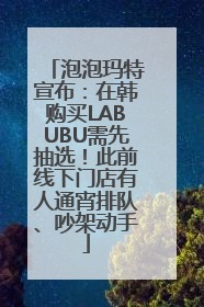 泡泡玛特宣布：在韩购买LABUBU需先抽选！此前线下门店有人通宵排队、吵架动手