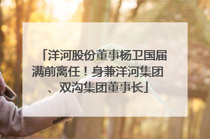 洋河股份董事杨卫国届满前离任！身兼洋河集团、双沟集团董事长
