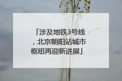 涉及地铁3号线，北京朝阳站城市枢纽再迎新进展