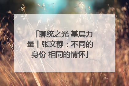 聊统之光 基层力量丨张文静：不同的身份 相同的情怀