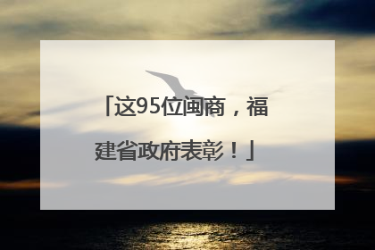 这95位闽商，福建省政府表彰！
