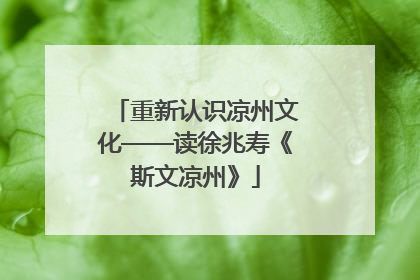 重新认识凉州文化——读徐兆寿《斯文凉州》
