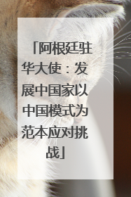 阿根廷驻华大使：发展中国家以中国模式为范本应对挑战