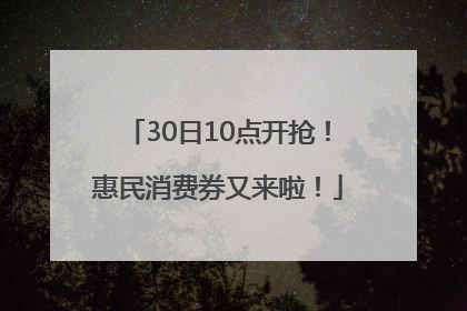 30日10点开抢！惠民消费券又来啦！
